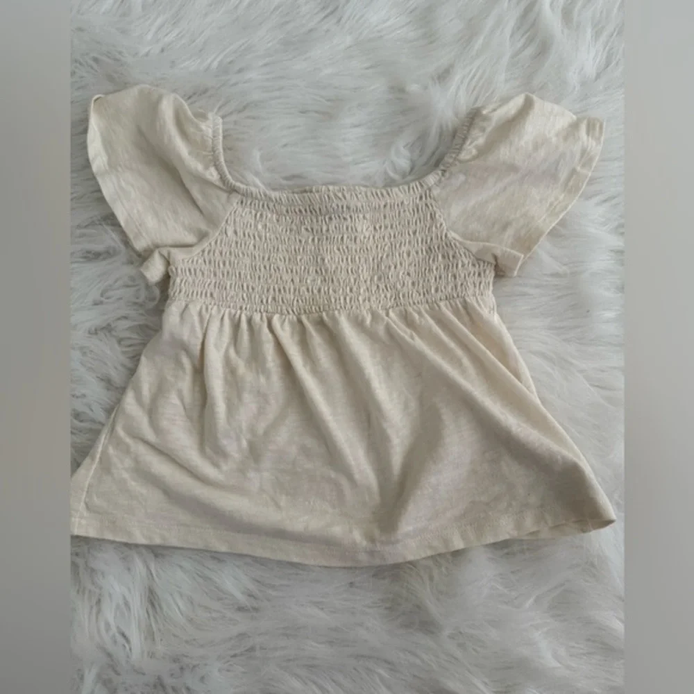 Old Navy Cream Smocked Blouse
